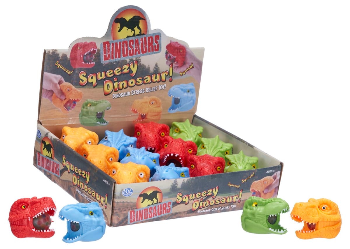 whl Dinosaur Squeeze Head 4 Asst
