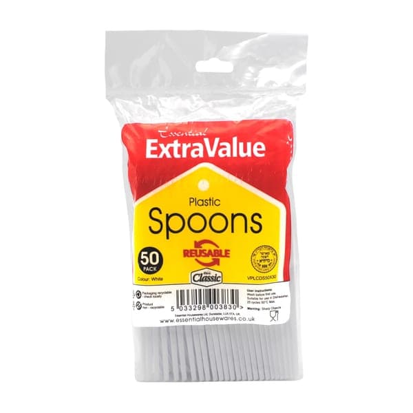 EV CLASSIC REUSABLE SPOON WHITE PK50X30