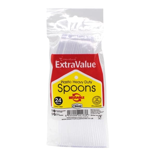EV HD REUSABLE SPOON CLEAR 24pc