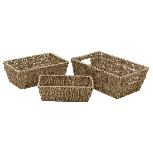 Jvl Seagrass Set Of 3 Rectangular S/Baskets