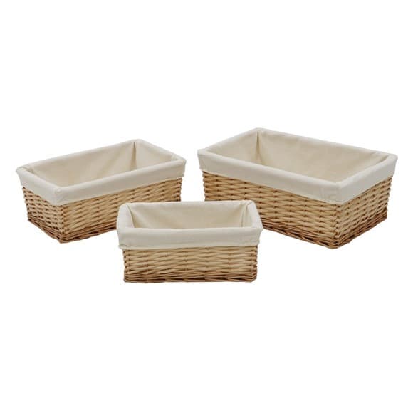 Acacia S/3 Rect Willow S/Baskets - Honey