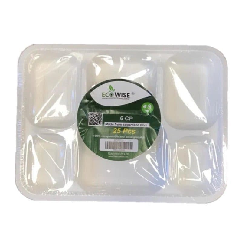 Ecowise 6 Compartment Plates Deep  PK OF 25
