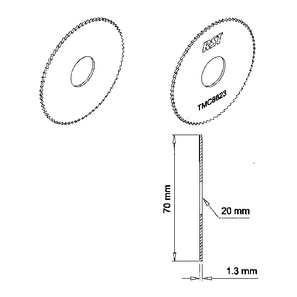 Mortice Titanium Cutter forTM800/TM855  x 1.3 x 25mm  73 Teeth