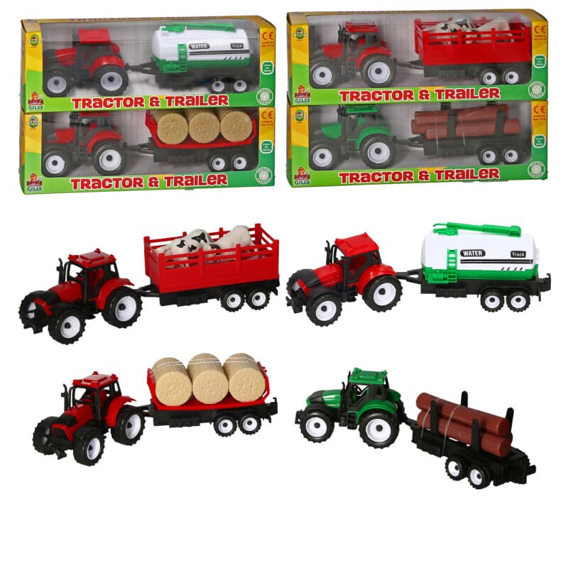 Farm Tractor with Trailer 4 Asstd