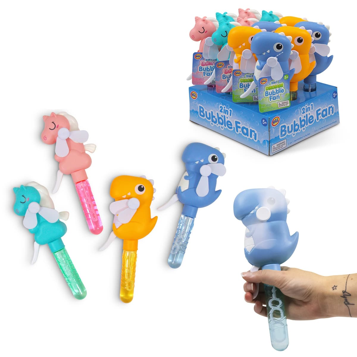 DINOSAUR & UNICORN BUBBLE FAN