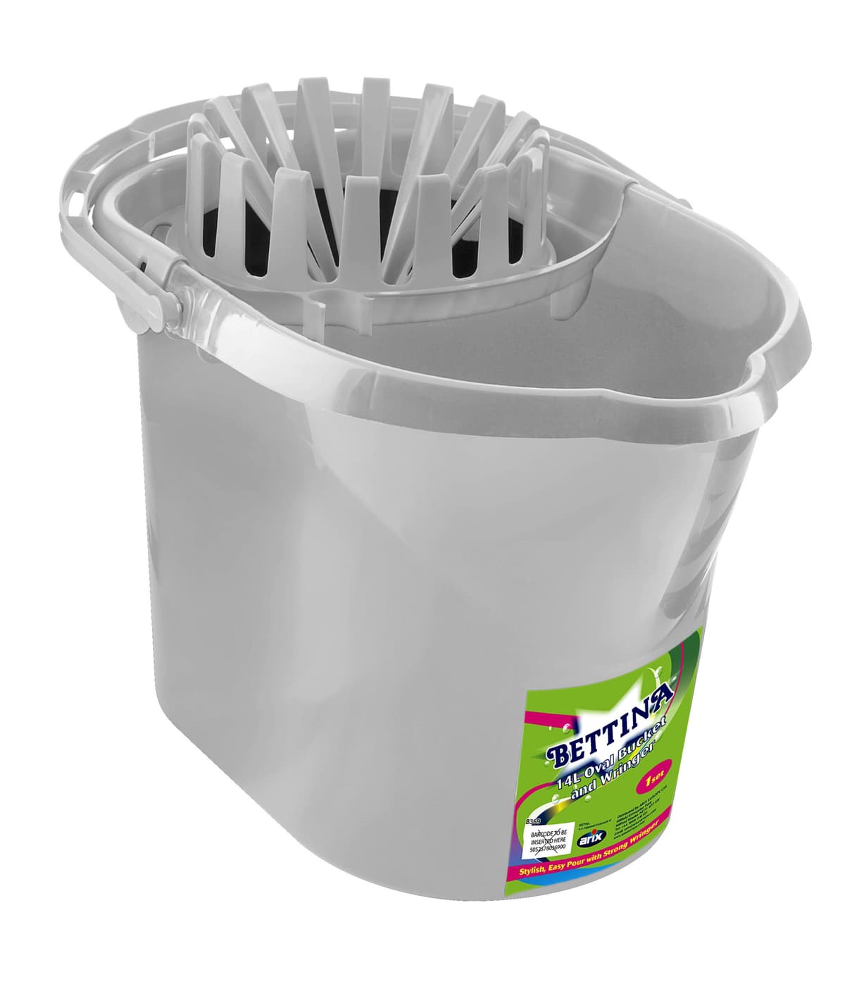 BETTINA Silver 14 Ltr Oval Mop Bucket