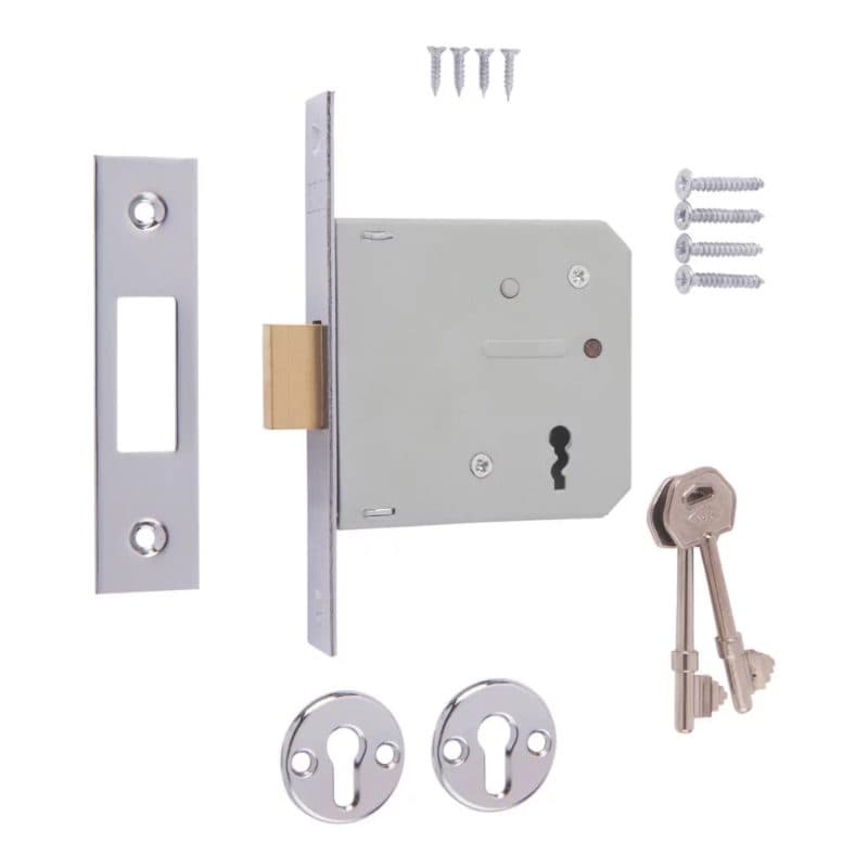 Era 3 Lever Deadlock.21.1/2" Chrome. Card