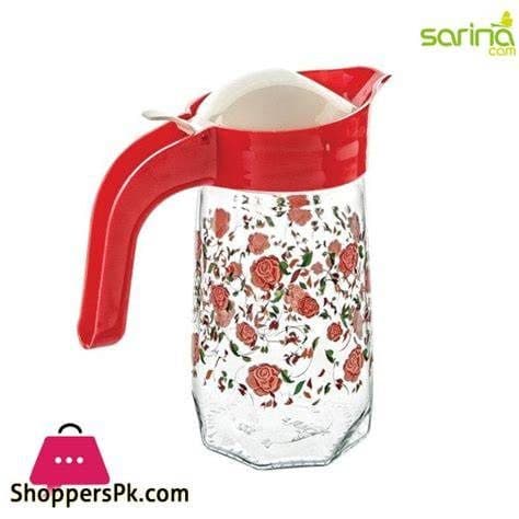 Glass Prism Rose Decorated Jug 1000 cc