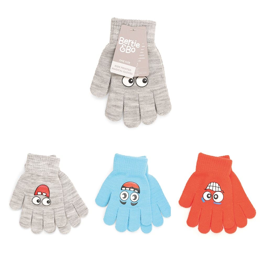 Kids Smile Face Print Gloves