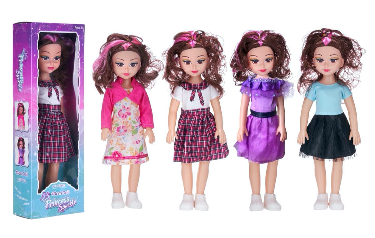 WHL 43cm Fashion Doll 4 Asst Princess Sparkle