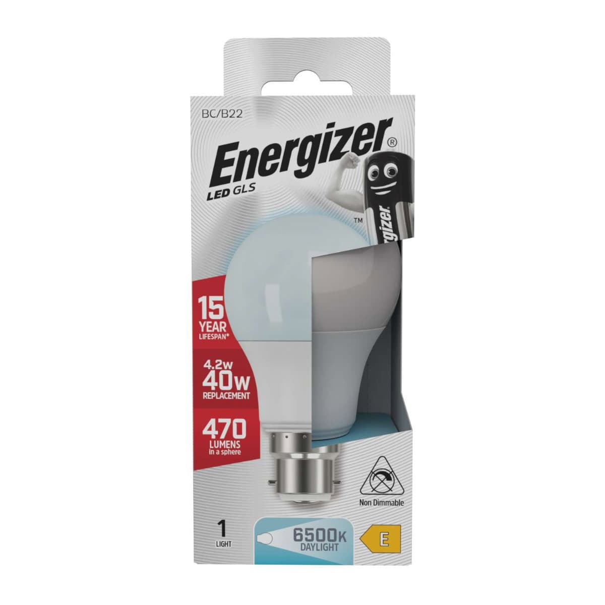 Energizer LED GLS B22 (BC) 470lm 4.2W 6500K Daylight