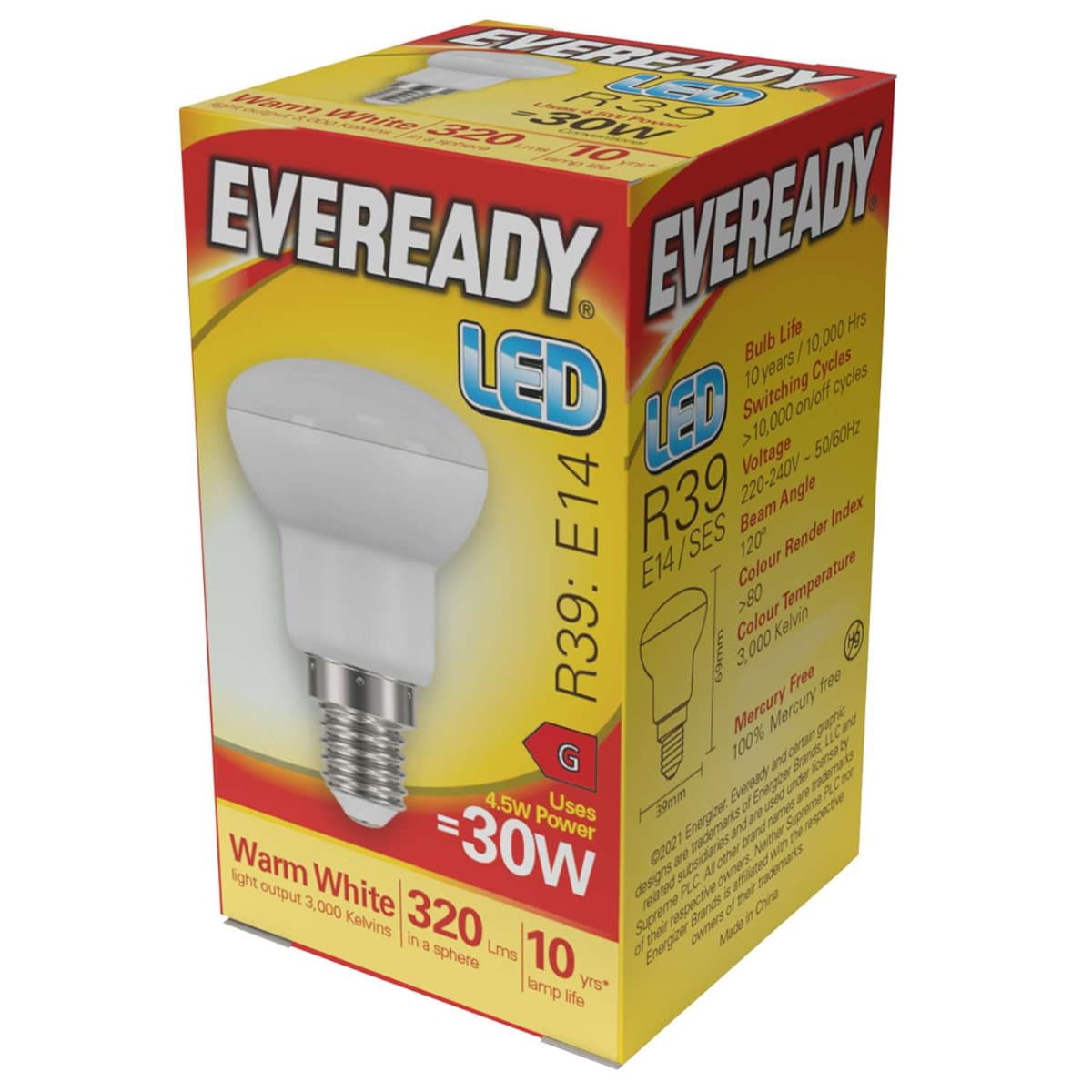 Eveready LED R39 Reflector E14 (SES) 320lm 4.5W 3000k (Warm White)