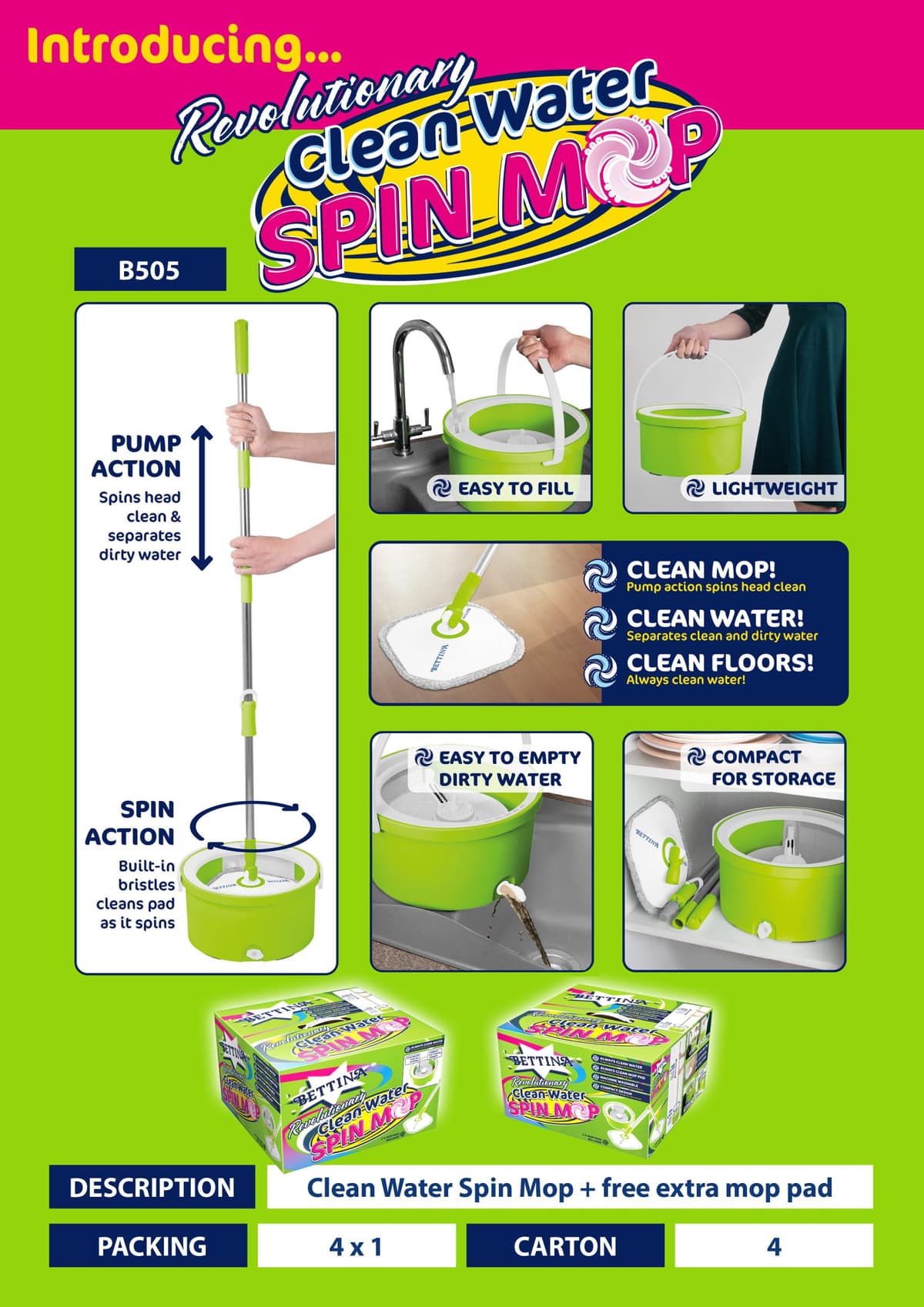 Bettina Clean Water Spin Mop