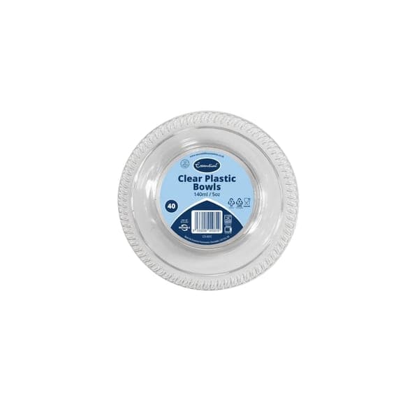 Essential 40PK 5OZ Clear Plastic Bowl Reusable
