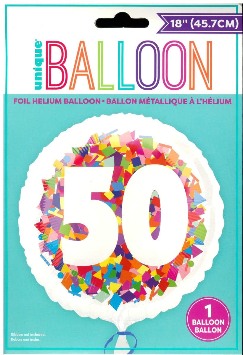 Unique Party 18" Bright Confetti 50 Foil Balloon Round