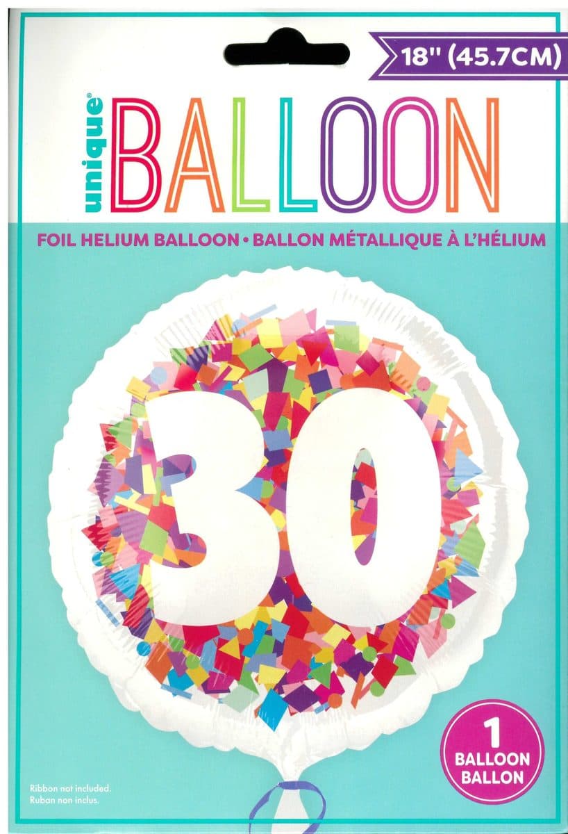 Unique Party 18" Bright Confetti 30 Foil Balloon Round