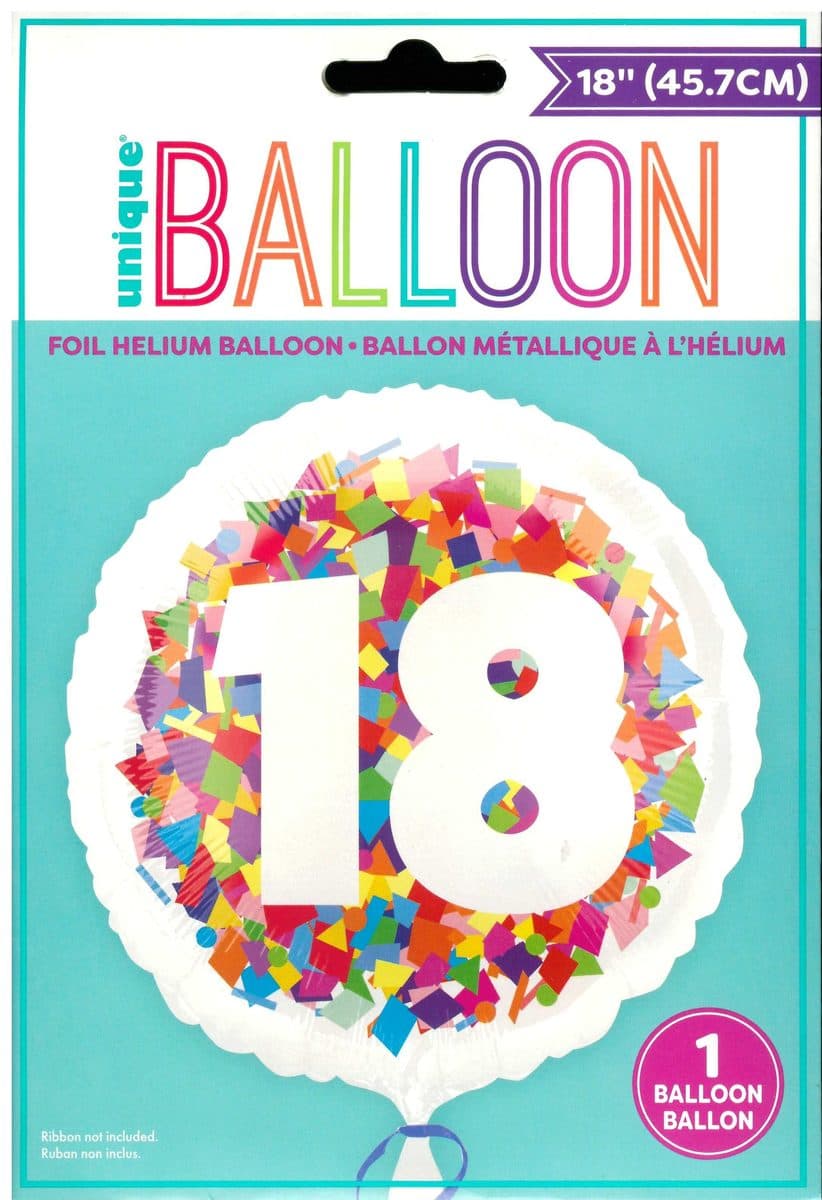 Unique Party 18" Bright Confetti 18 Foil Balloon Round