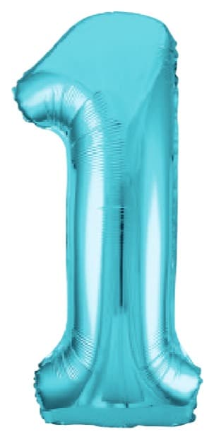 Unique Party 34" Pkg  Powder Blue Number 1 Shaped