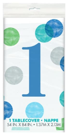 Unique Party Blue Dots 1st Birthday Rectangular Plastic Tablecover