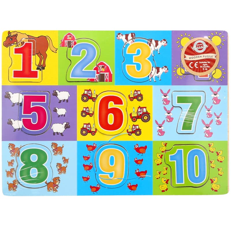 Wood Puzzle Numbers Blue