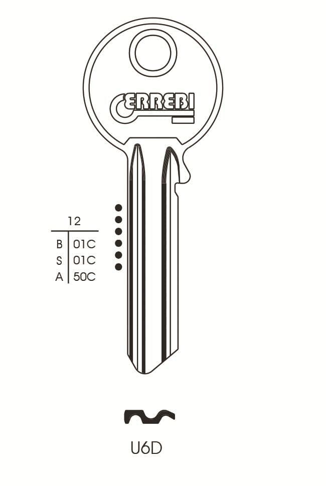 U6D 6 Pin Universal Key Blank pk10