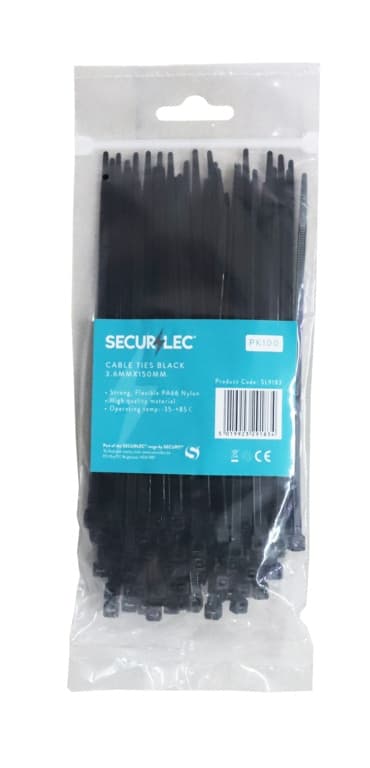 Securplumb Black Cable Ties 3.6MM X 140MM