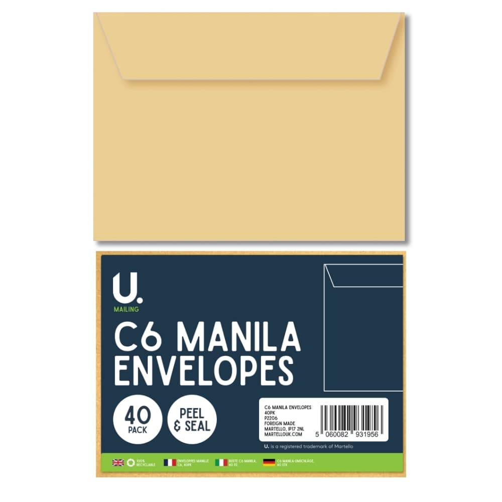 Martello C6 Manila Envelopes, 40pk