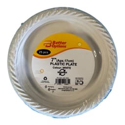 Better Options 7" White Plastic Plate 25pcs 1