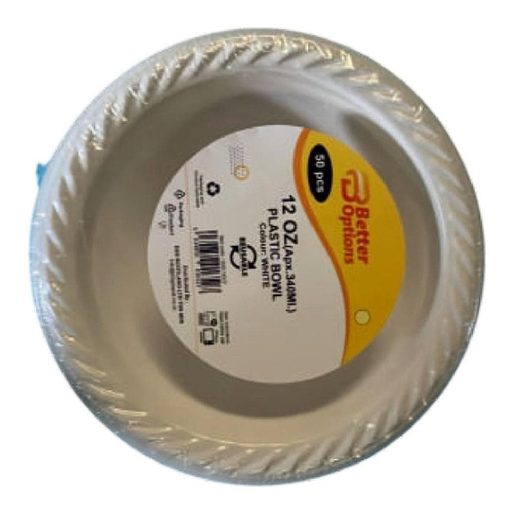 Better Options 12oz Plastic White Bowl 50pcs