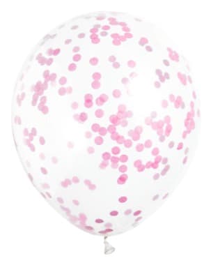 Unique Party Clear Latex Balloons with Hot Pink Confetti 12"  6ct