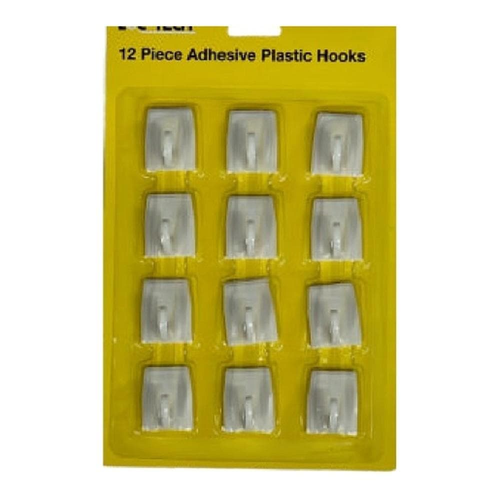 Loc-Tech 12pc Adhesive Plastic Hooks