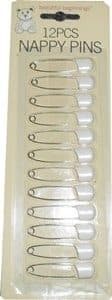 12PCS WHITE NAPPY PINS
