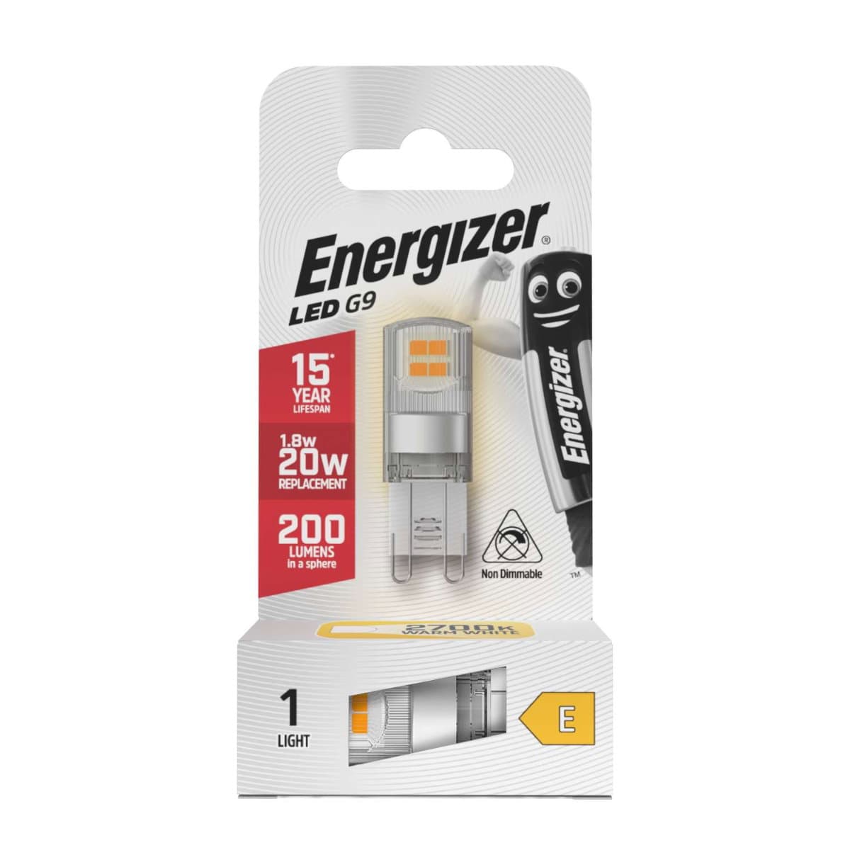 Energizer LED G9 200lm 1.8W 2,700K (Warm White)