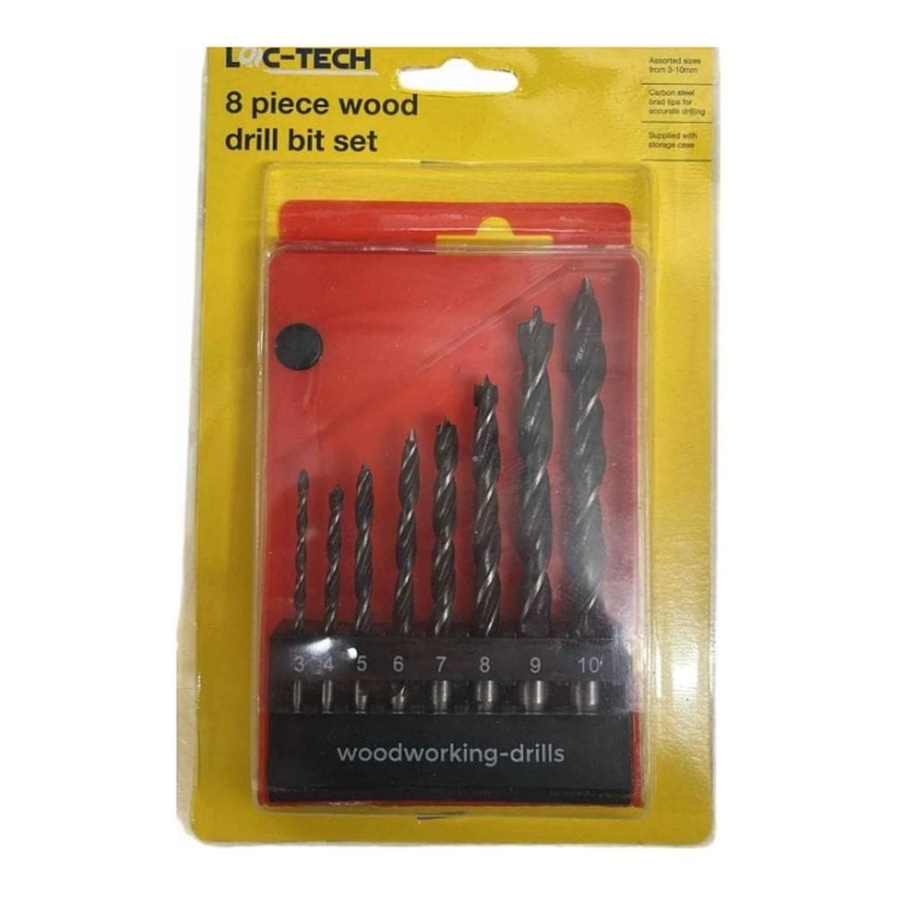 Loc-tech 8 Piece Wood Drill Bit Set