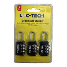 Loc-tech 3 Piece Combination Lock Set 3 Digit  Black 1