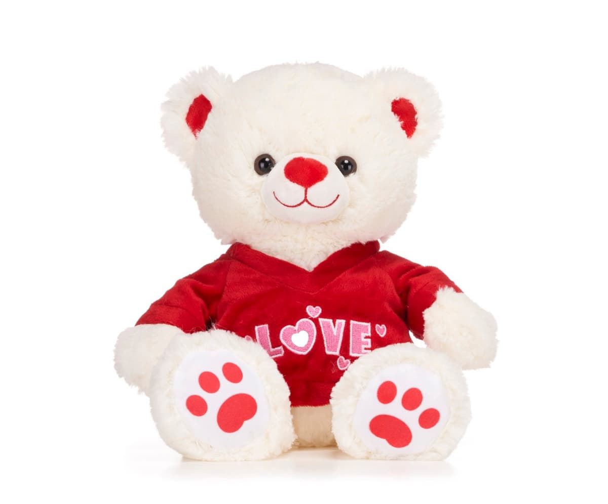 25CM / 10" WHITE BEAR WITH LOVE JUMPER