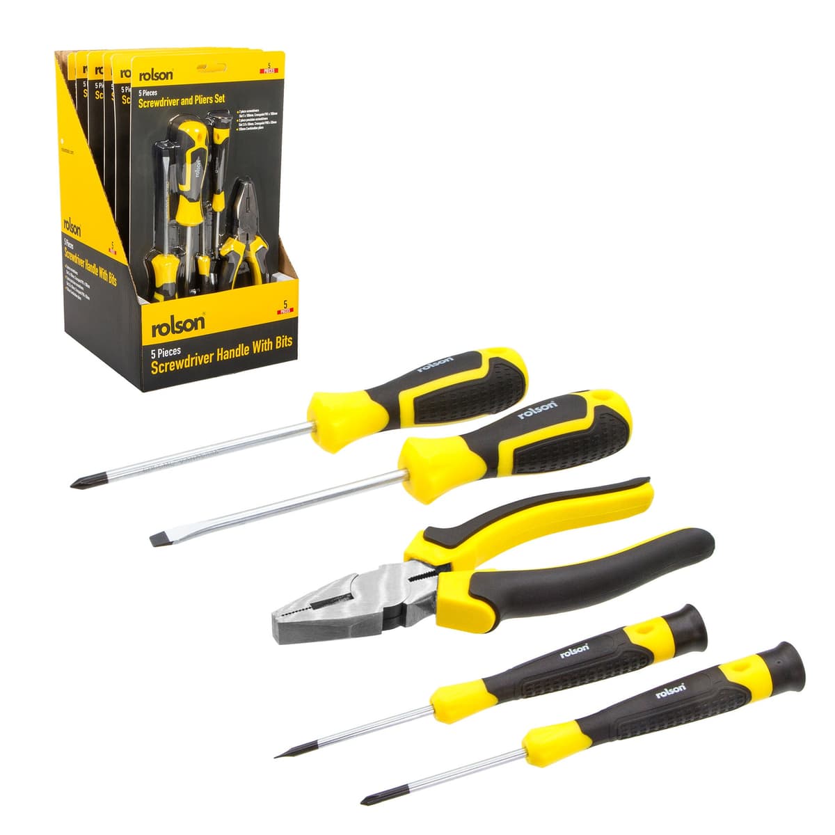 Rolson 5 Piece Screwdriver and Pliers Set