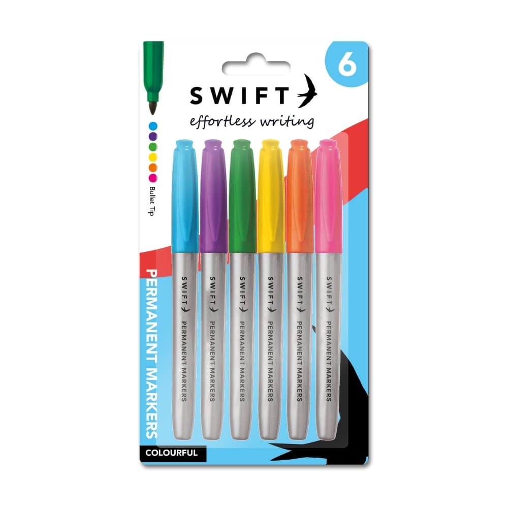 Swift Permanent Markers, 6pk Colourful