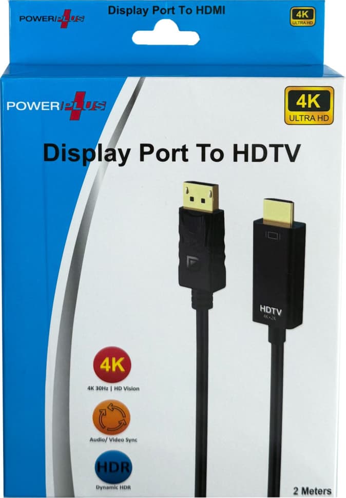 Powerplus Display Port To HDTV Cable Adaptor 4K 40HZ 2Metre