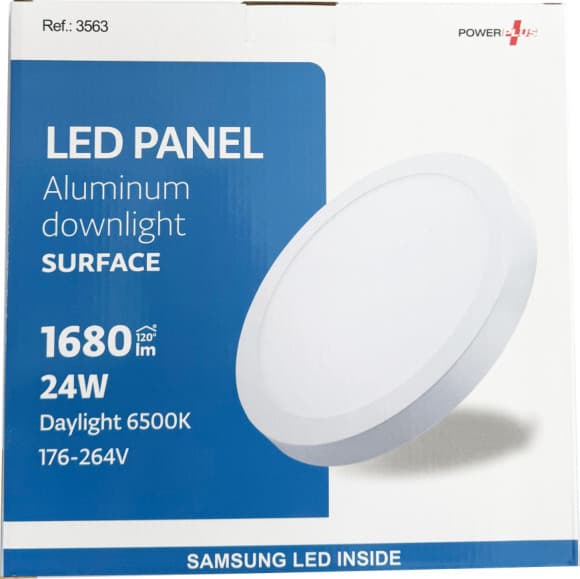 Powerplus  LED Aluminium Round Panel Surface 24w 240V AC 6500k 1680LM