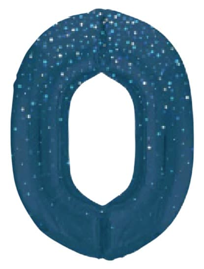 Unique 34" GLITZ 0 Blue Printed Prism Foil Balloon