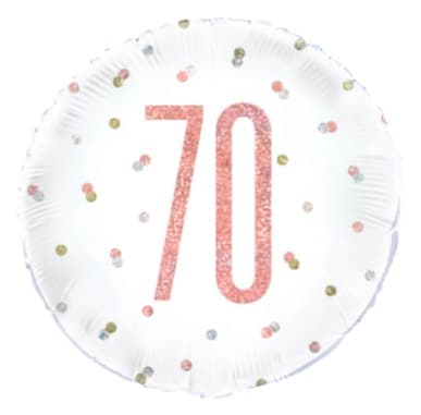 Unique Party 18" Birthday Rose Gold Glitz Number 70 Round Foil Balloon