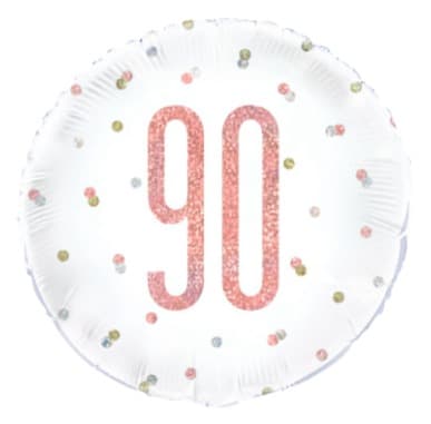 Unique Party 18" Birthday Rose Gold Glitz Number 90 Round Foil Balloon