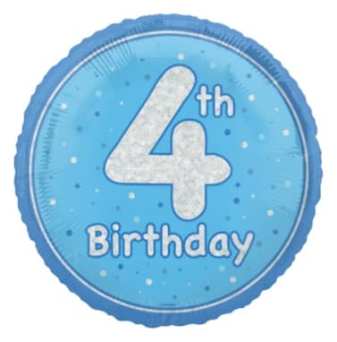 Unique Party 18" Birthday Blue Glitz Number 4 Round Foil Balloon