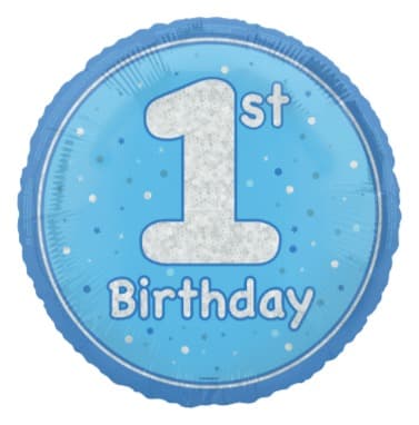 Unique Party 18" Birthday Blue Glitz Number 1 Round Foil Balloon