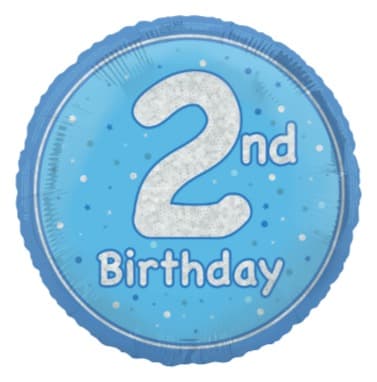 Unique Party 18" Birthday Blue Glitz Number 2 Round Foil Balloon