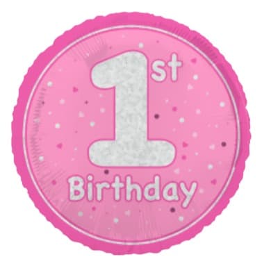 Unique Party 18" Birthday Pink Glitz Number 1 Round Foil Balloon