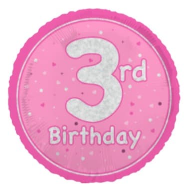 Unique Party 18" Birthday Pink Glitz Number 3 Round Foil Balloon