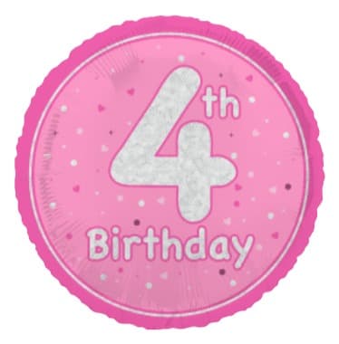 Unique Party 18" Birthday Pink Glitz Number 4 Round Foil Balloon
