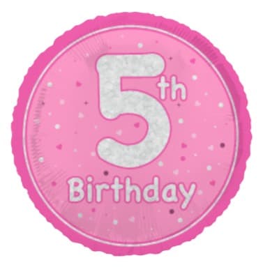 Unique Party 18" Birthday Pink Glitz Number 5 Round Foil Balloon